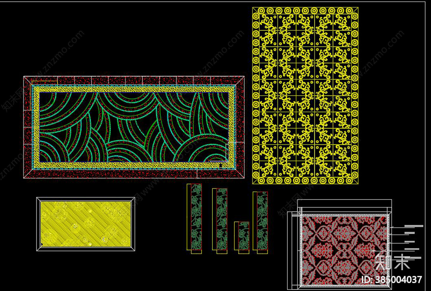 石材拼花CAD图库施工图下载【ID:385004037】