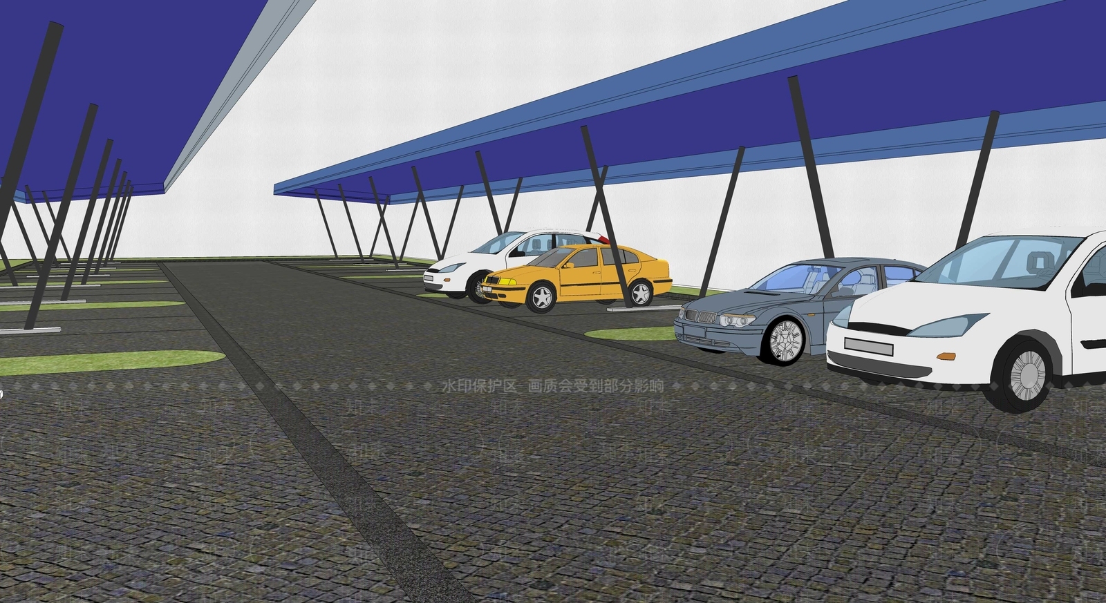 现代汽车棚SU模型下载【ID:485244952】