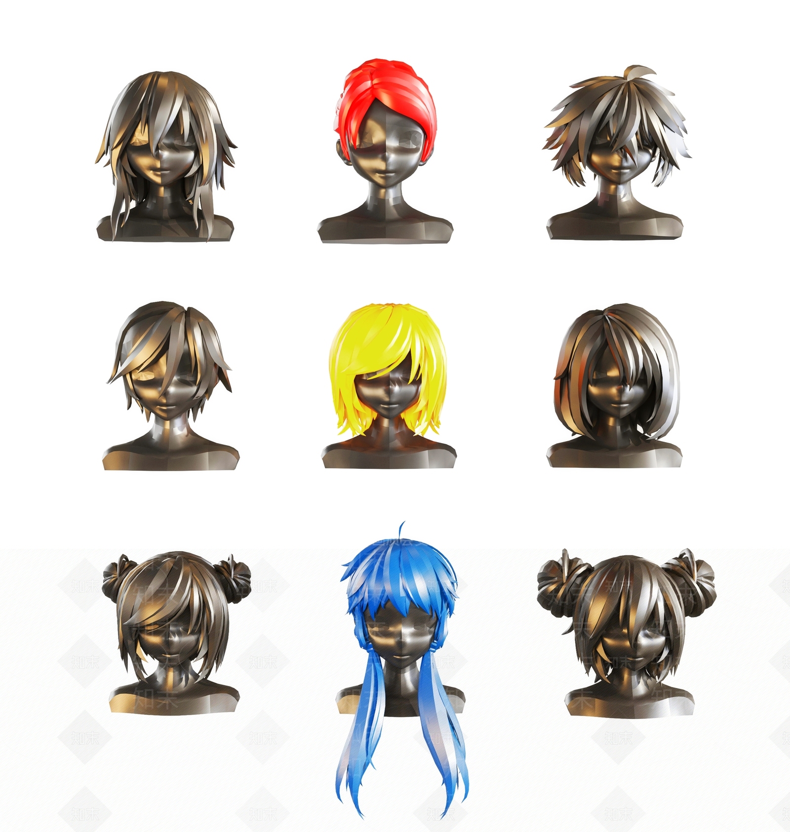 现代头像雕塑3D模型下载【ID:385039853】