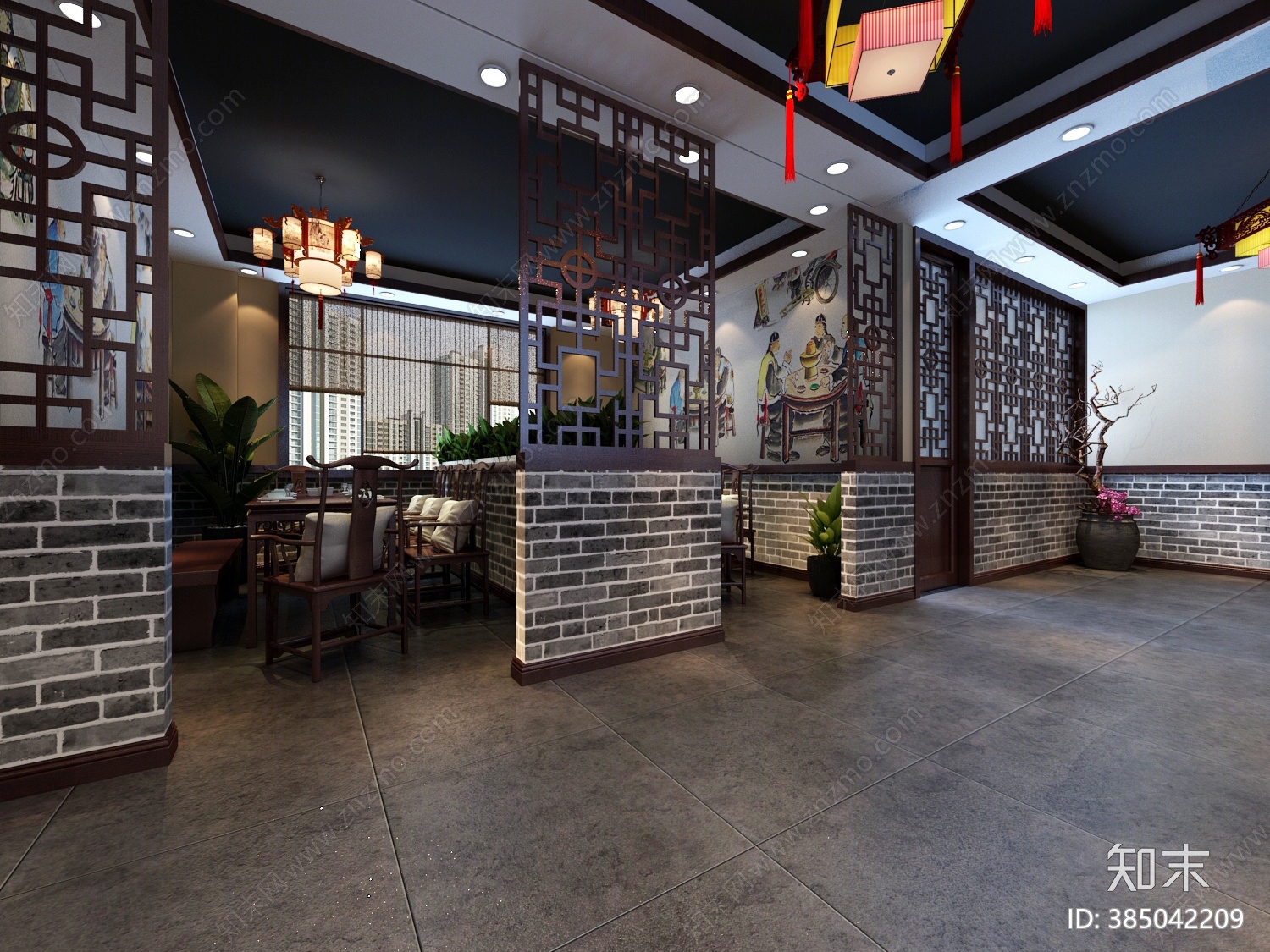 中式火锅店3D模型下载【ID:385042209】