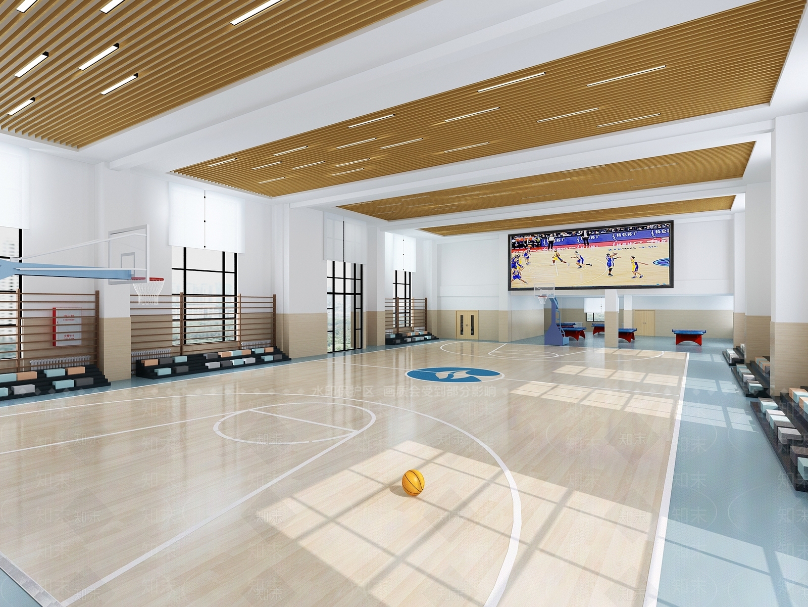 现代篮球场3D模型下载【ID:385047899】