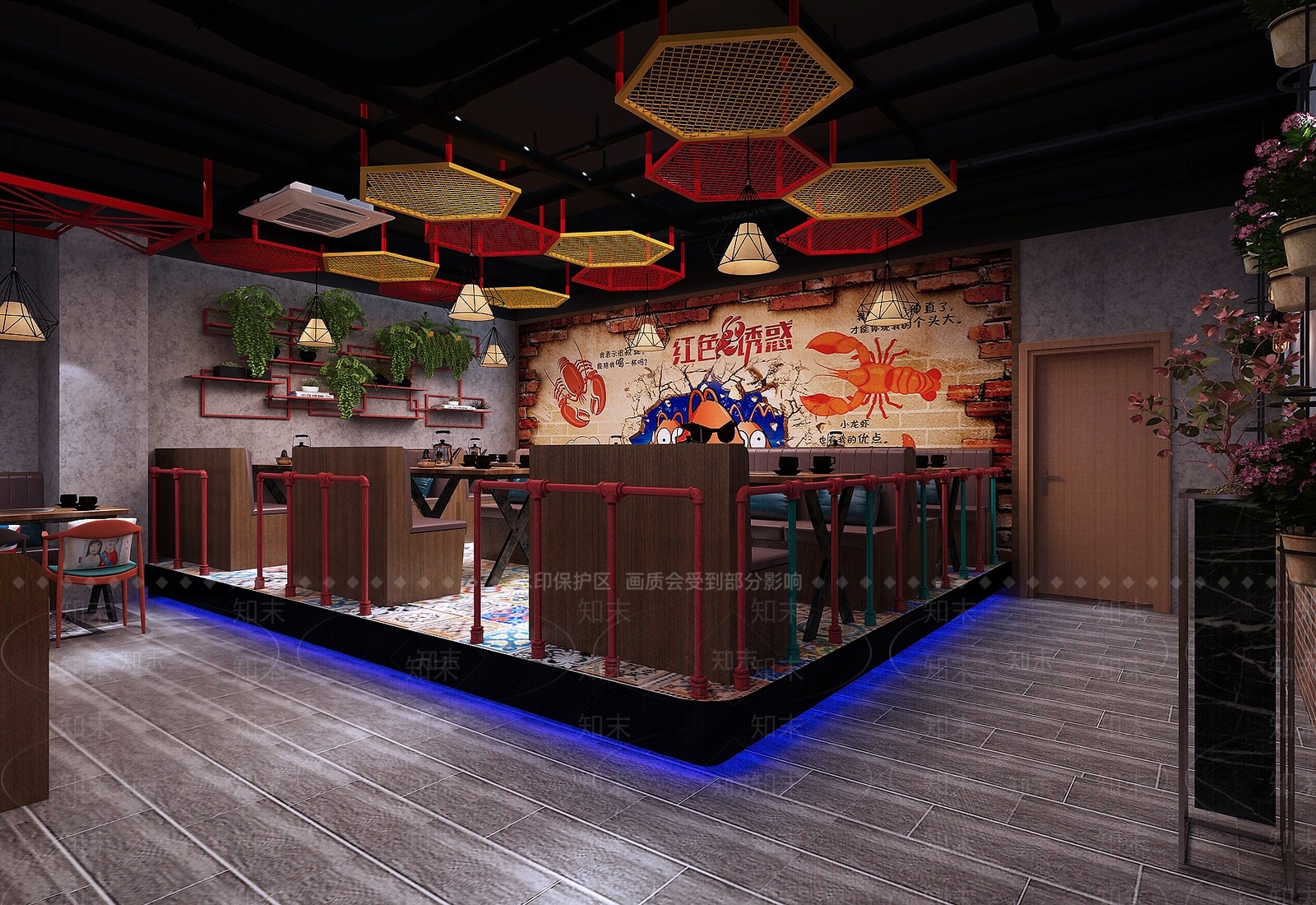 工业风餐厅3D模型下载【ID:385048290】