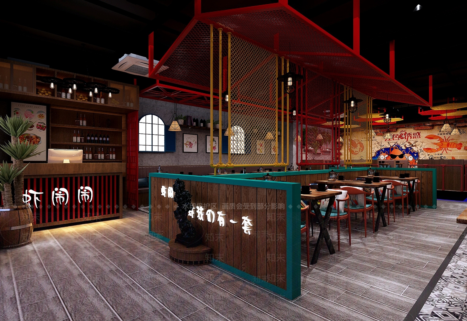 工业风餐厅3D模型下载【ID:385048290】