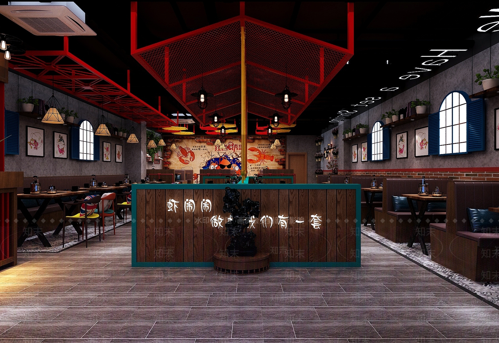 工业风餐厅3D模型下载【ID:385048290】