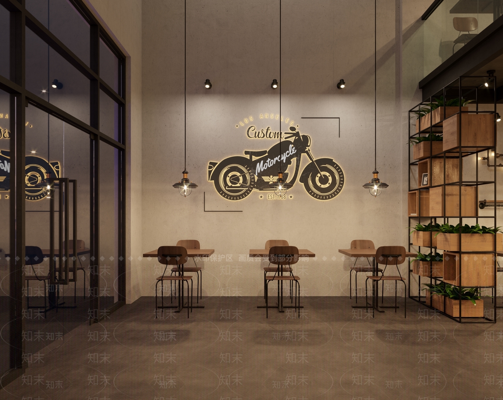 工业风奶茶咖啡店3D模型下载【ID:285049842】