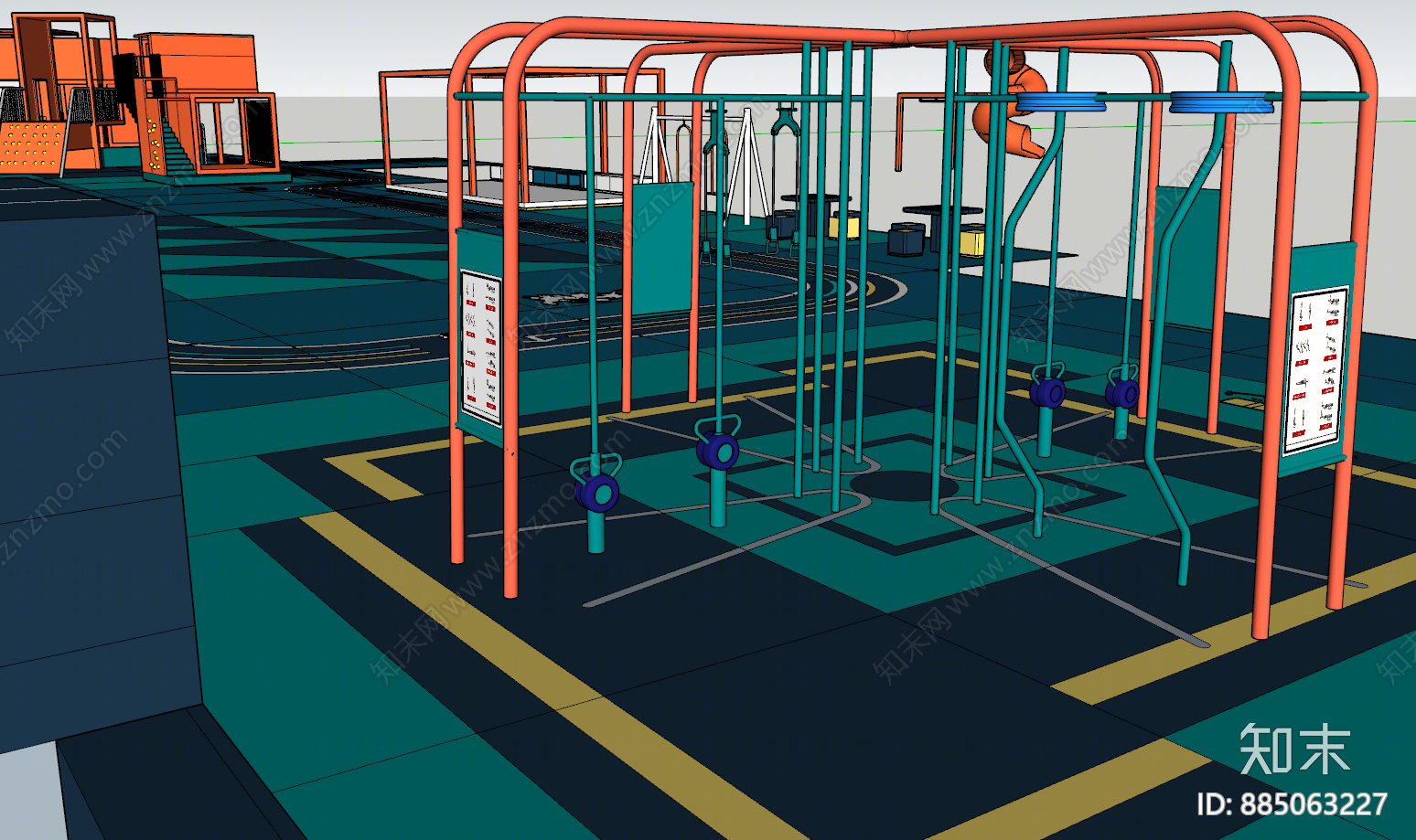现代游乐设施SU模型下载【ID:885063227】
