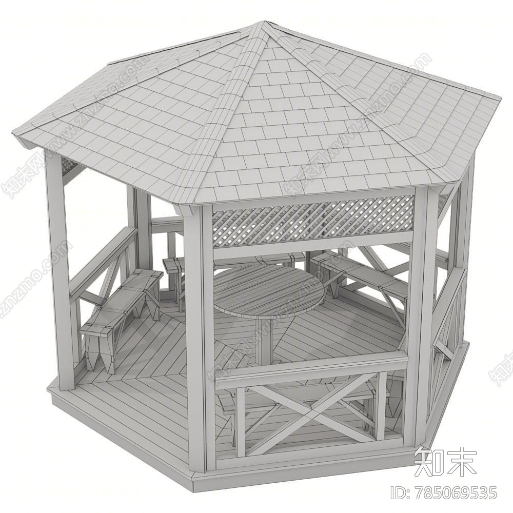 现代木亭3D模型下载【ID:785069535】