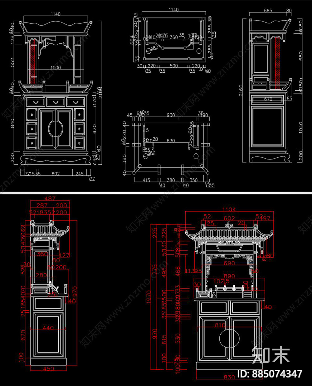 佛龛CAD图库施工图下载【ID:885074347】
