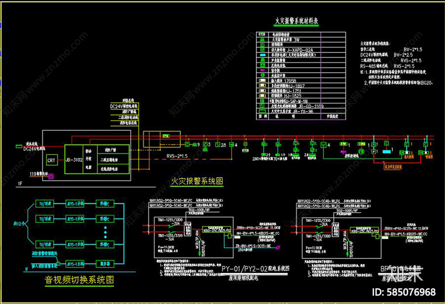 全套KTV消防CAD图纸cad施工图下载【ID:585076968】