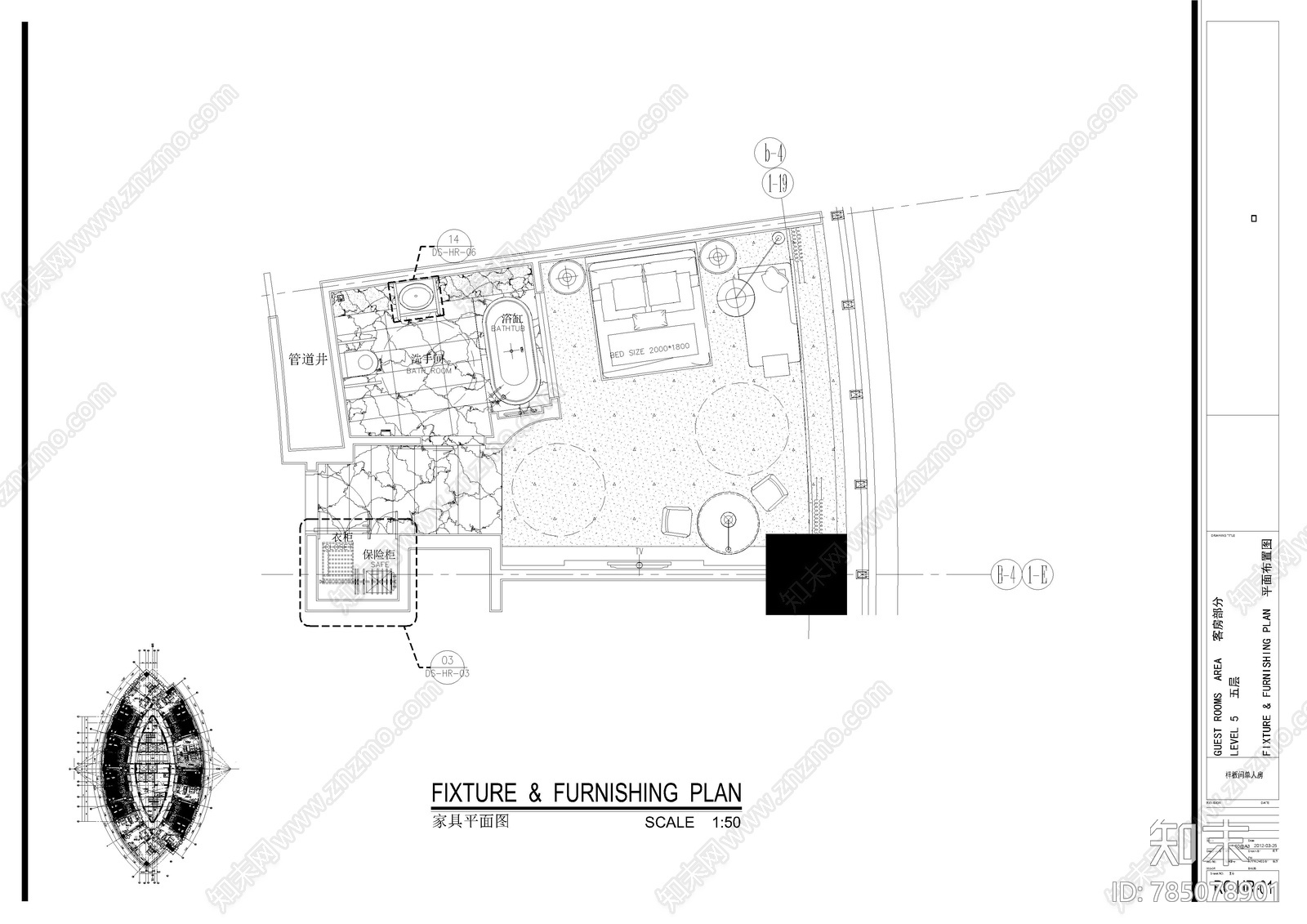 酒店残疾人房施工图施工图下载【ID:785078901】
