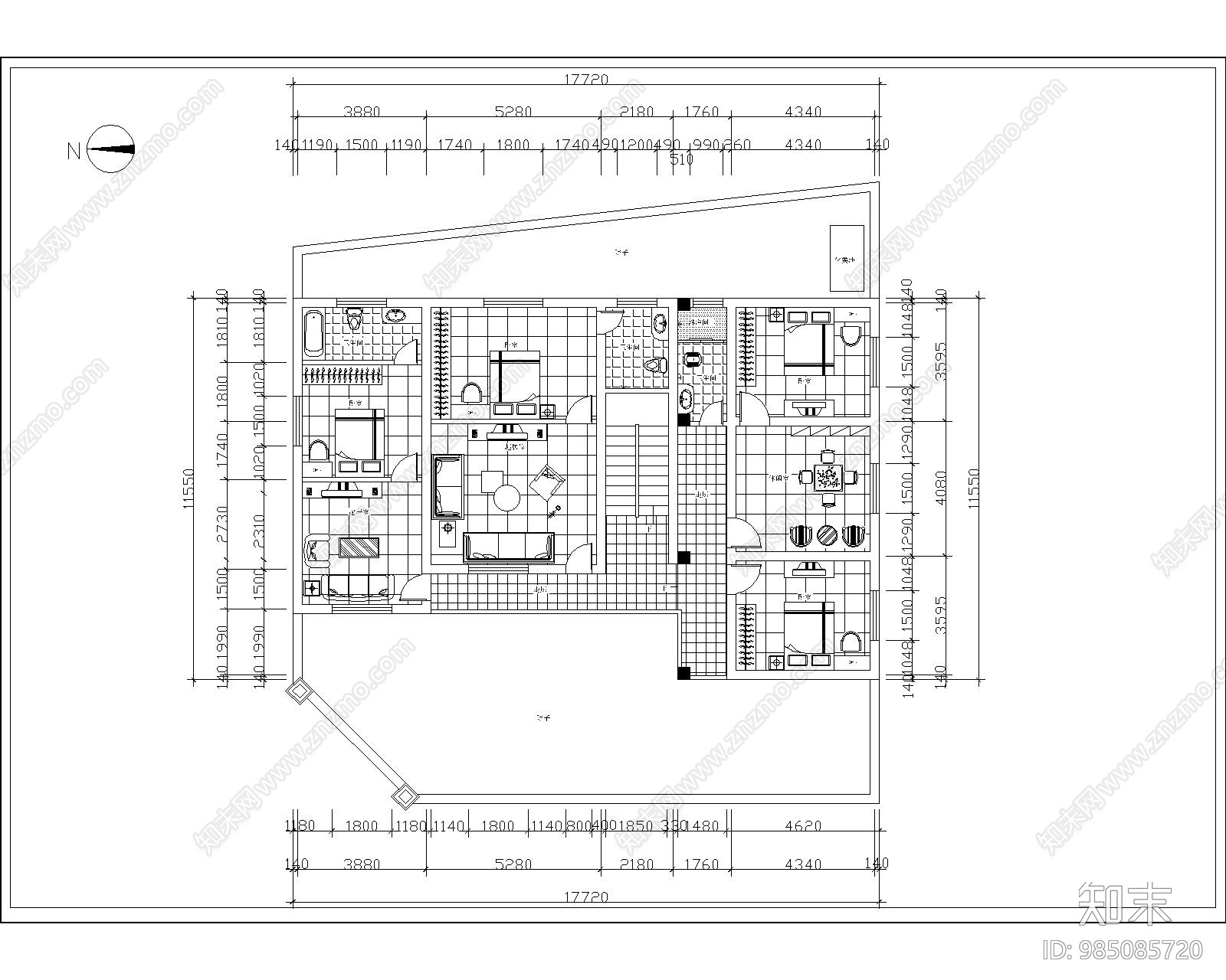 农村住宅建筑cad施工图下载【ID:985085720】