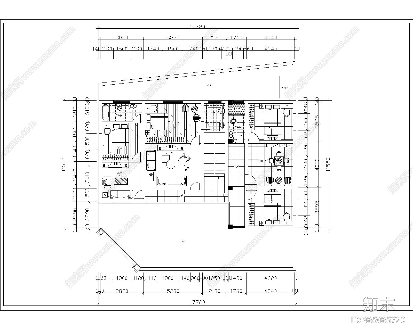 农村住宅建筑cad施工图下载【ID:985085720】
