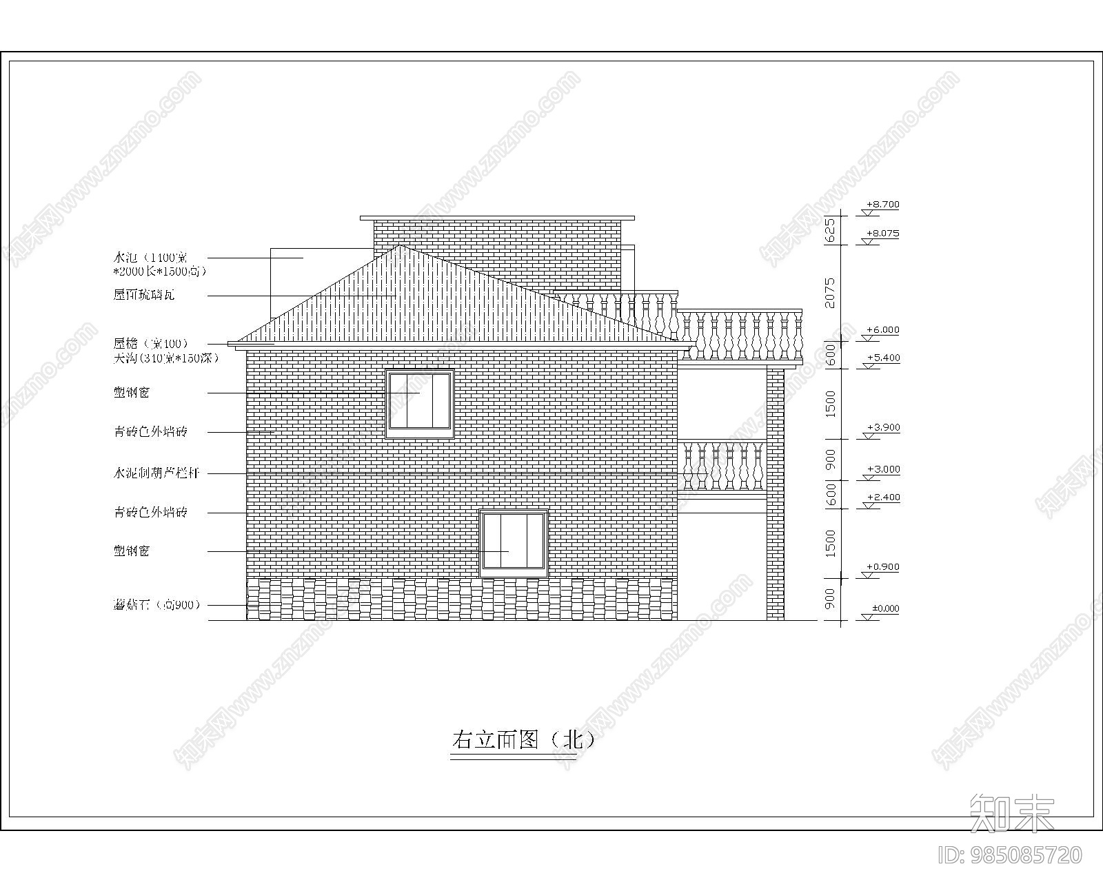 农村住宅建筑cad施工图下载【ID:985085720】