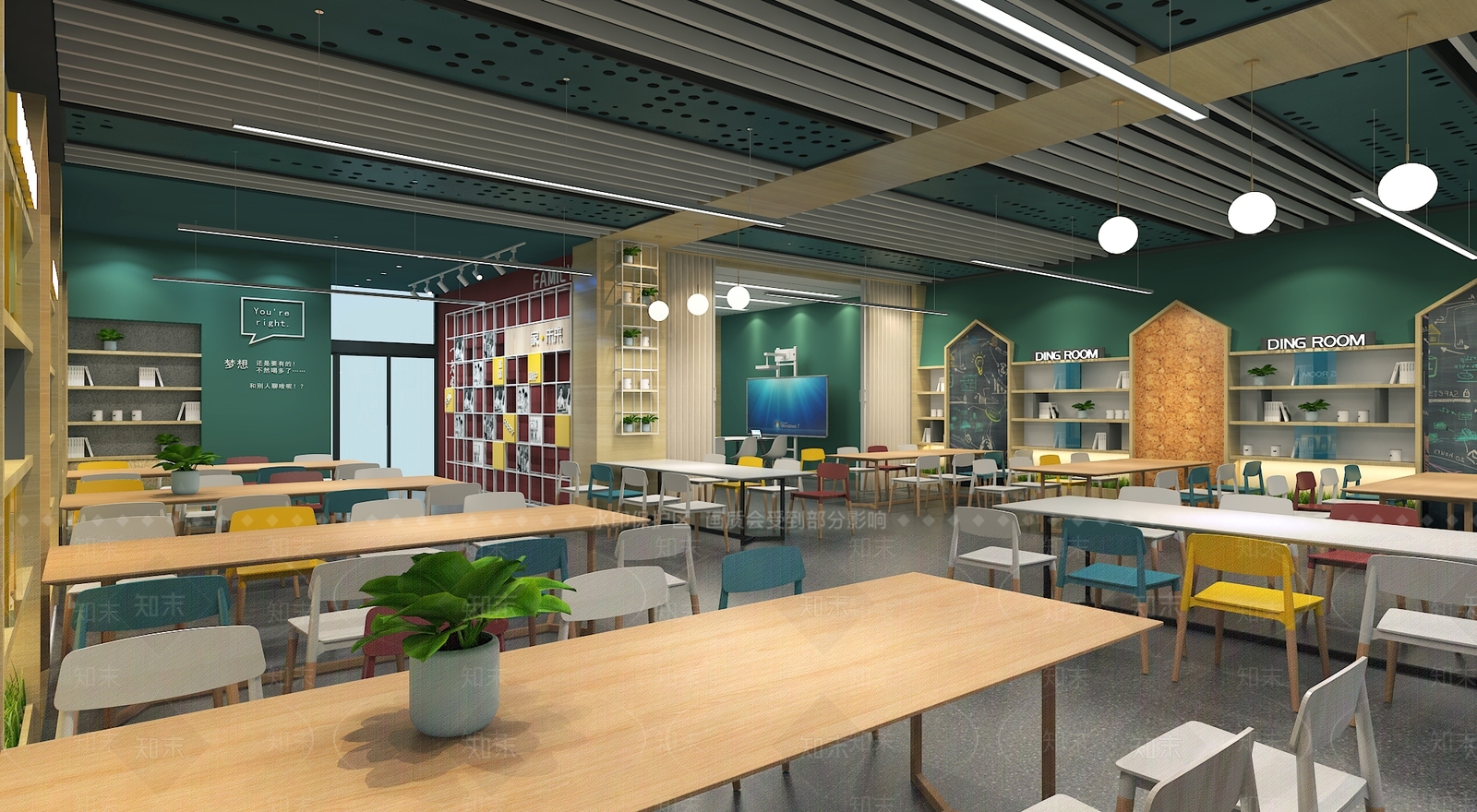 现代学校餐厅3D模型下载【ID:785090819】