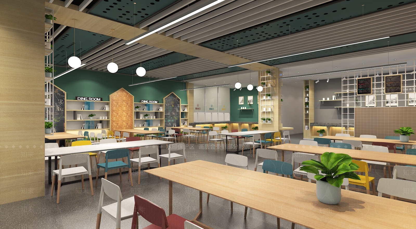 现代学校餐厅3D模型下载【ID:785090819】