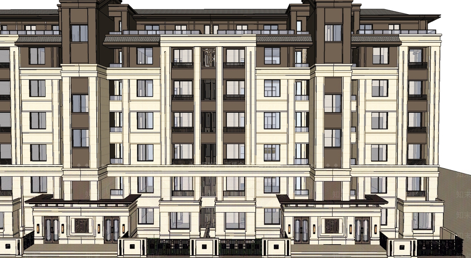 古典多层住宅SU模型下载【ID:285093695】