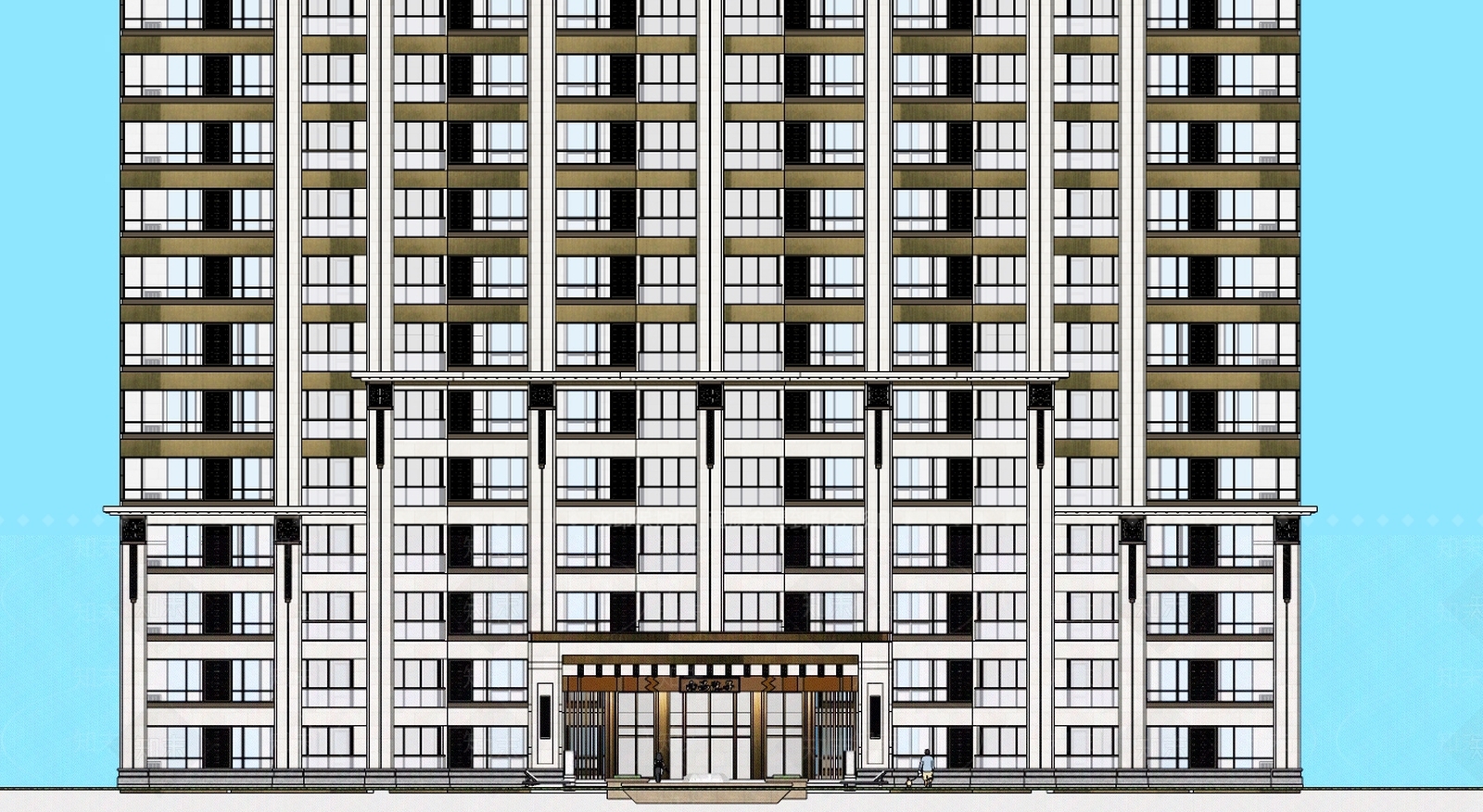 中式高层住宅SU模型下载【ID:285094726】