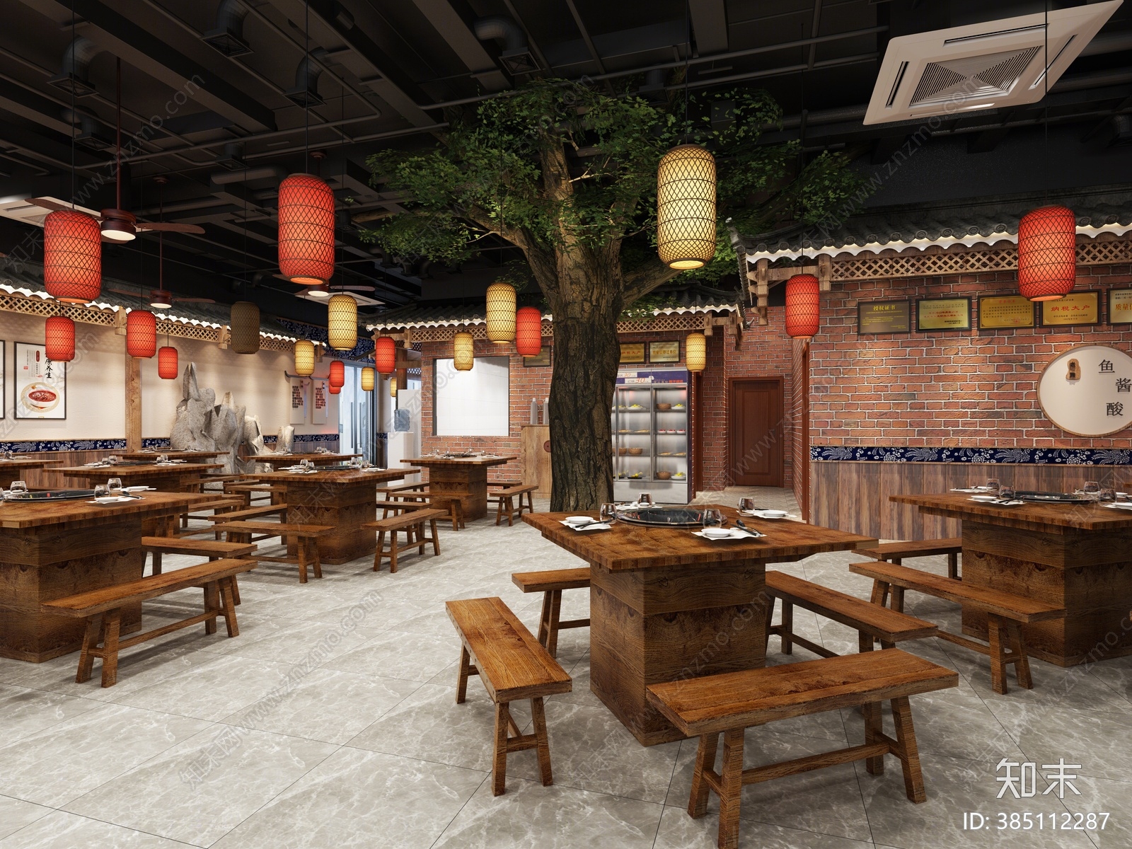 中式火锅店3D模型下载【ID:385112287】