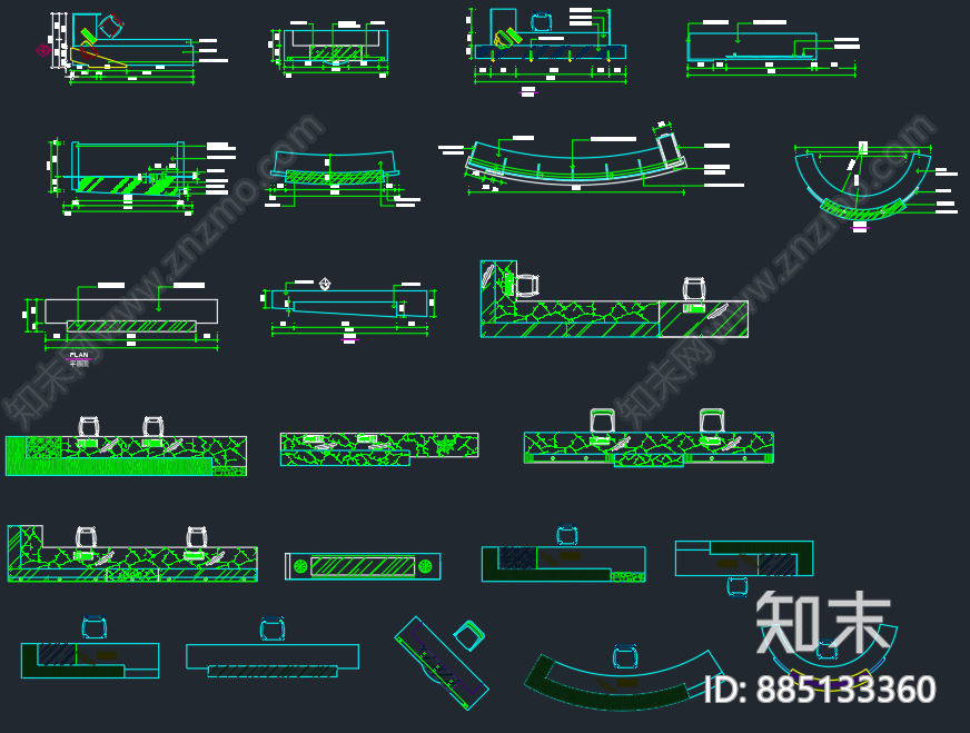 室内家具图库cad施工图下载【ID:885133360】