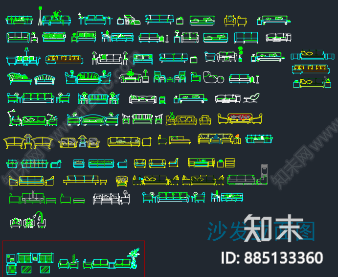 室内家具图库cad施工图下载【ID:885133360】