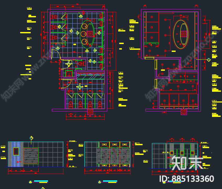 室内家具图库cad施工图下载【ID:885133360】