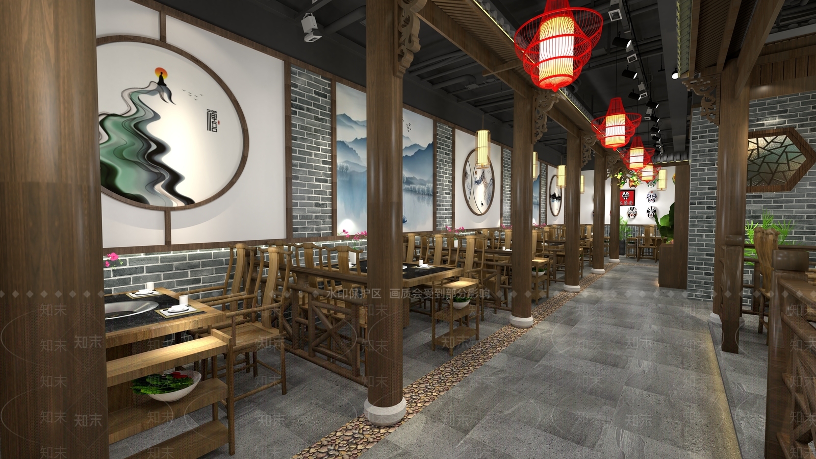 中式火锅店SU模型下载【ID:885143866】