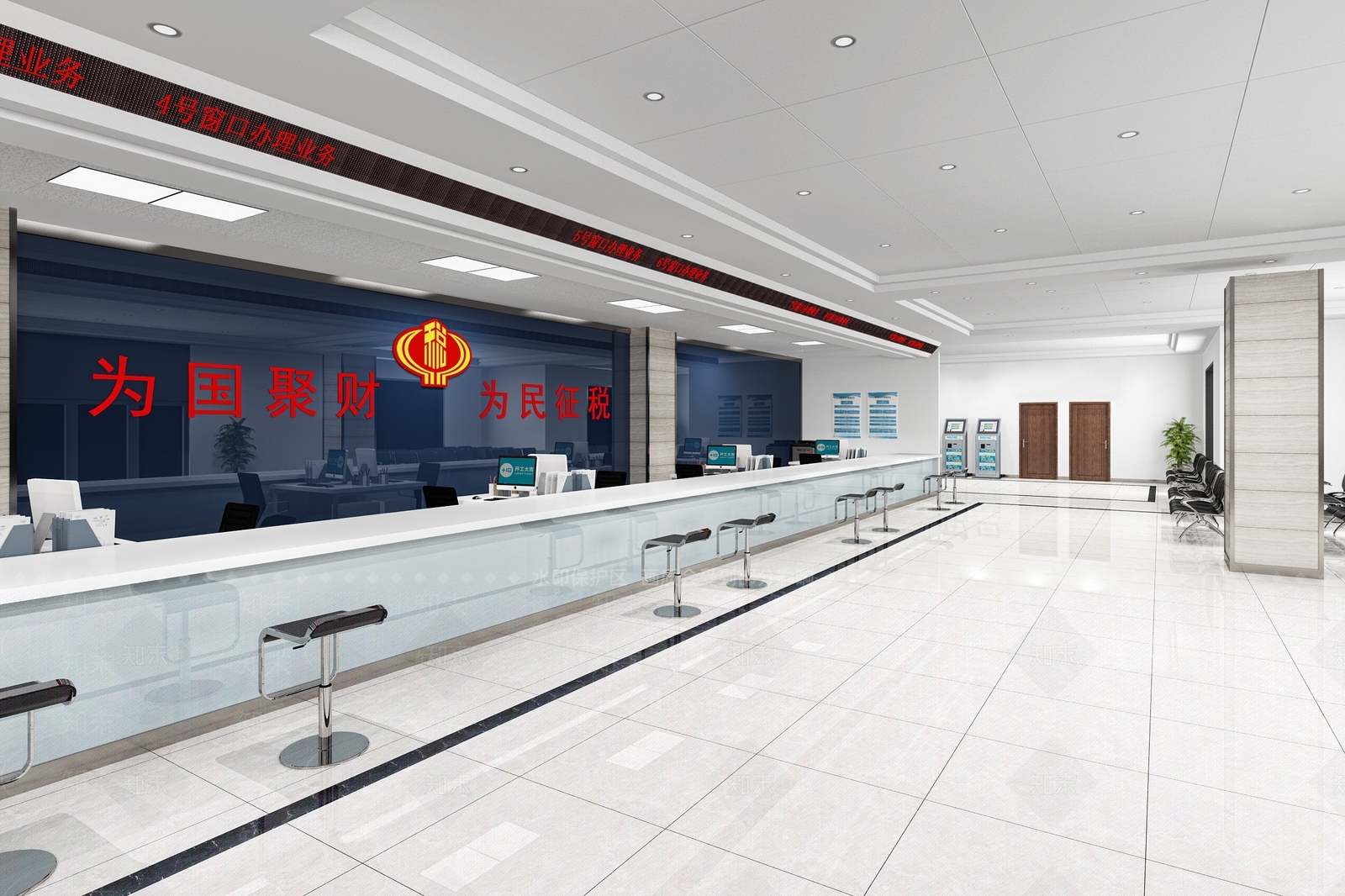 现代税务局办事大厅3D模型下载【ID:785148717】