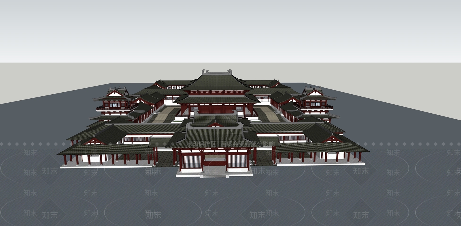 中式寺庙SU模型下载【ID:385149421】