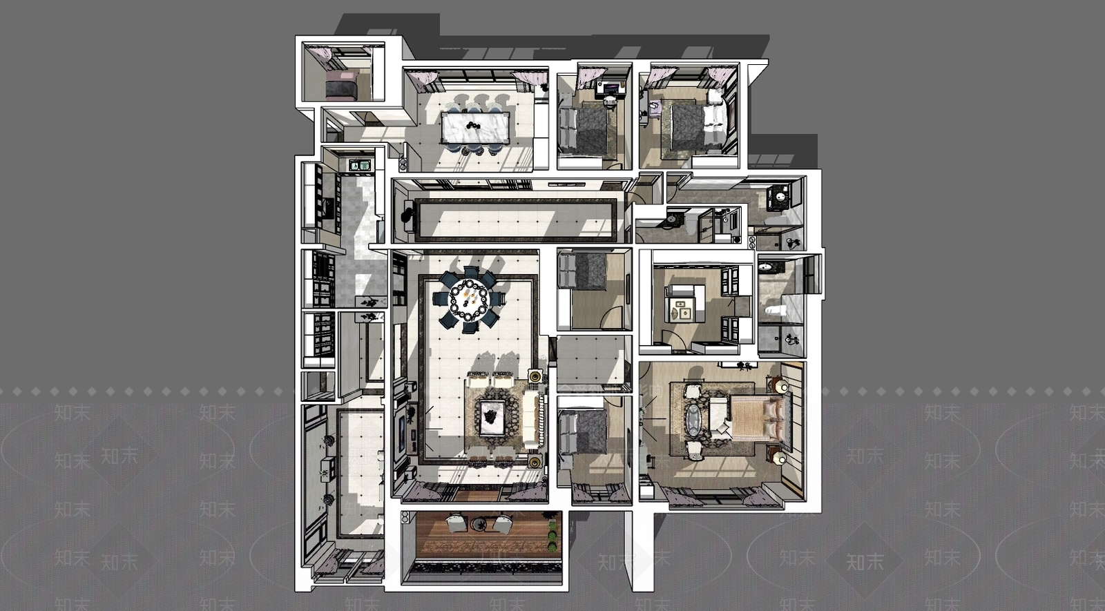 欧式室内家装大平层SU模型下载【ID:785152015】