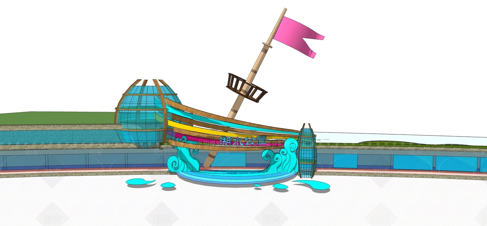 现代乐园入口大门SU模型下载【ID:585154714】