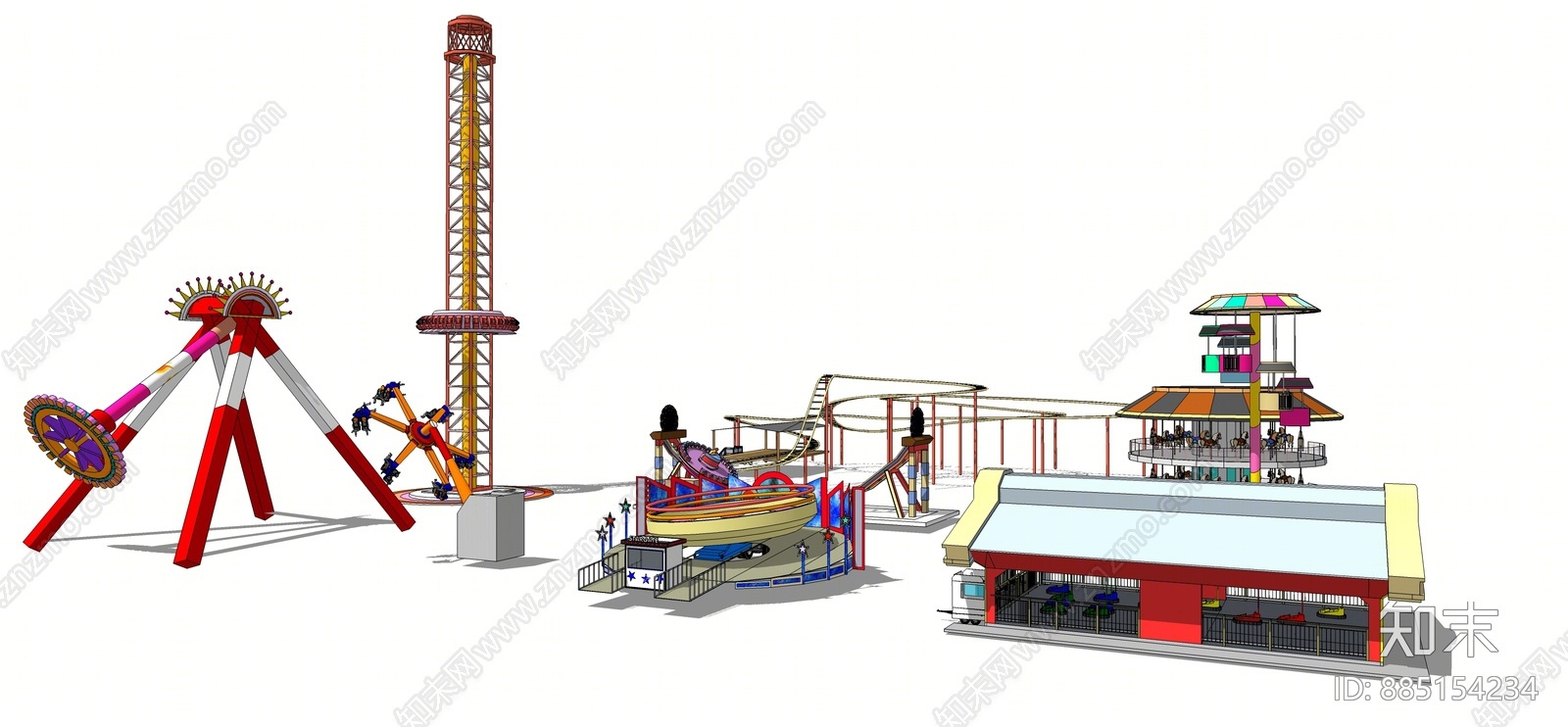 现代大型游乐设备SU模型下载【ID:885154234】