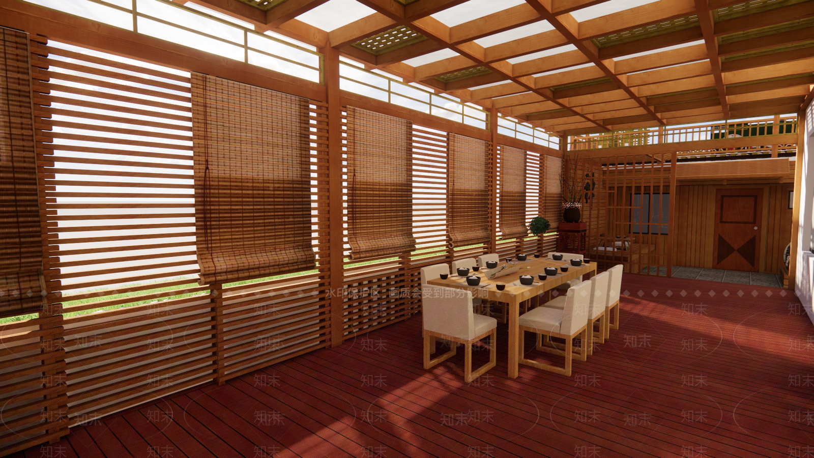 中式风格茶室SU模型下载【ID:985350365】