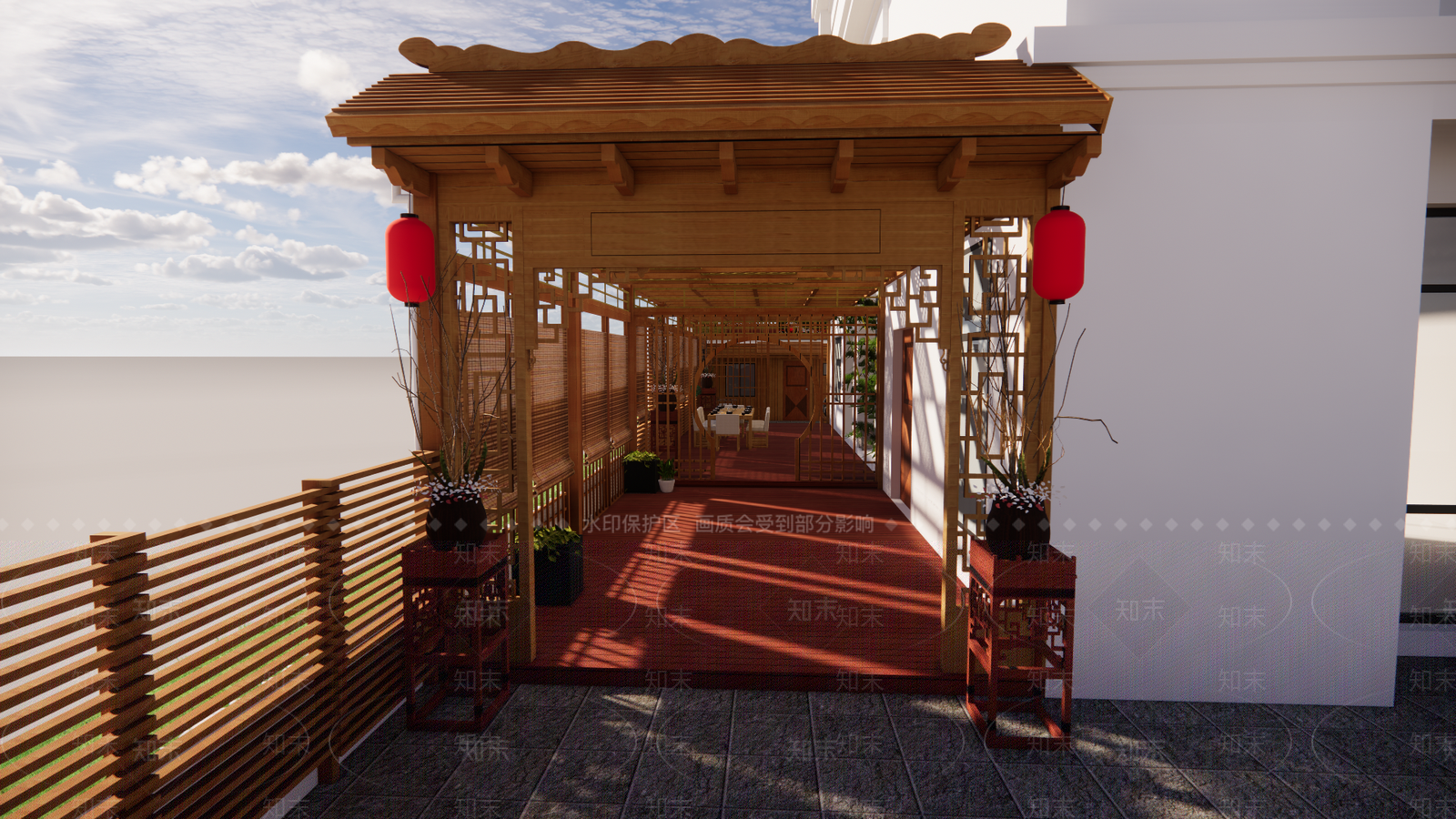 中式风格茶室SU模型下载【ID:985350365】