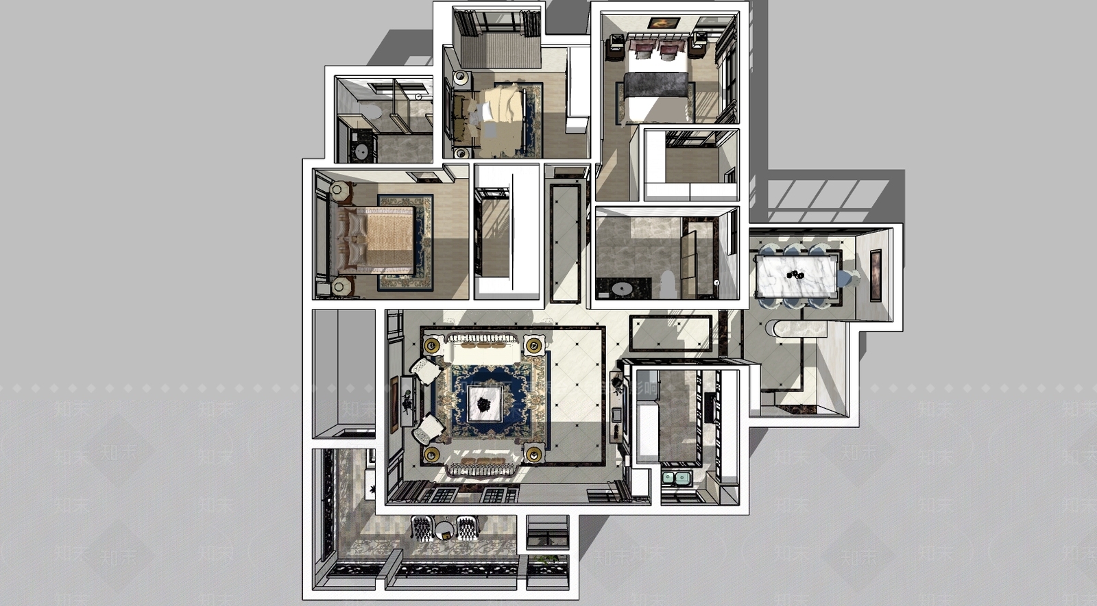 欧式室内家装SU模型下载【ID:785169041】