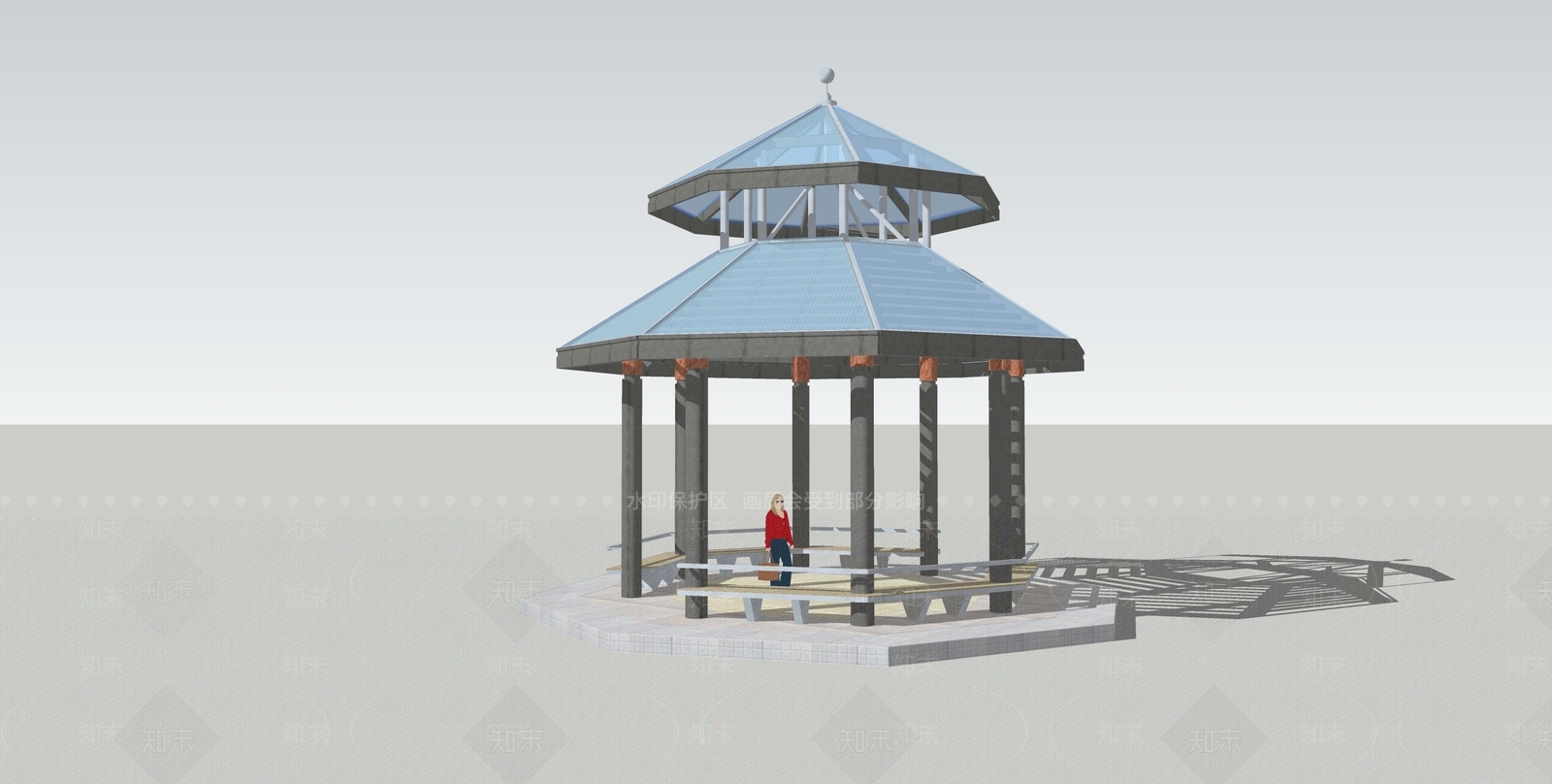现代风格亭子SU模型下载【ID:485173842】