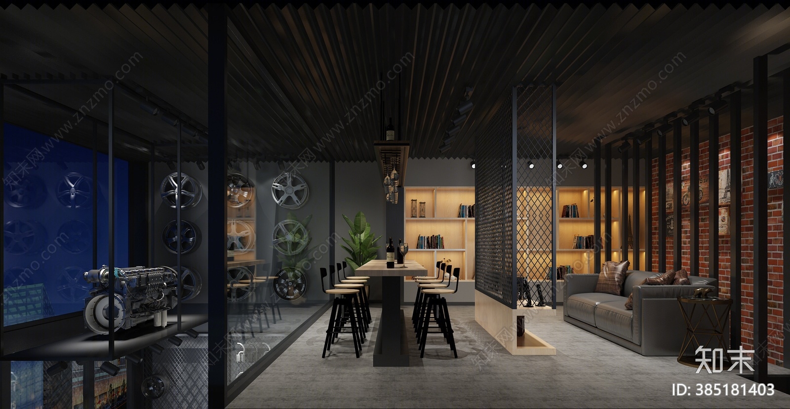 工业风店面3d模型下载【id:385181403】