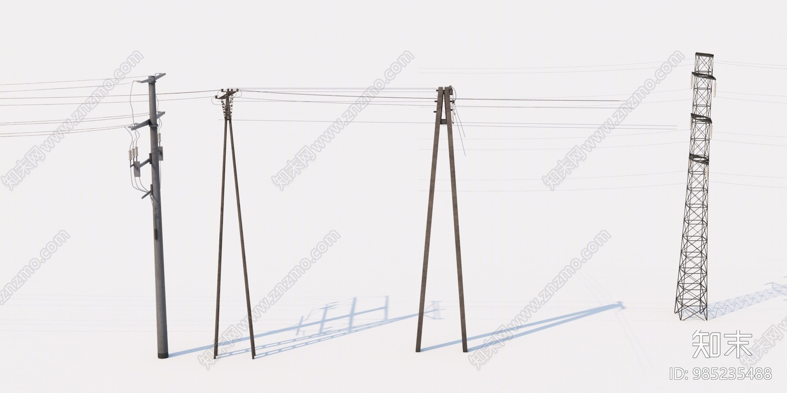 现代电线杆3D模型下载【ID:985235488】