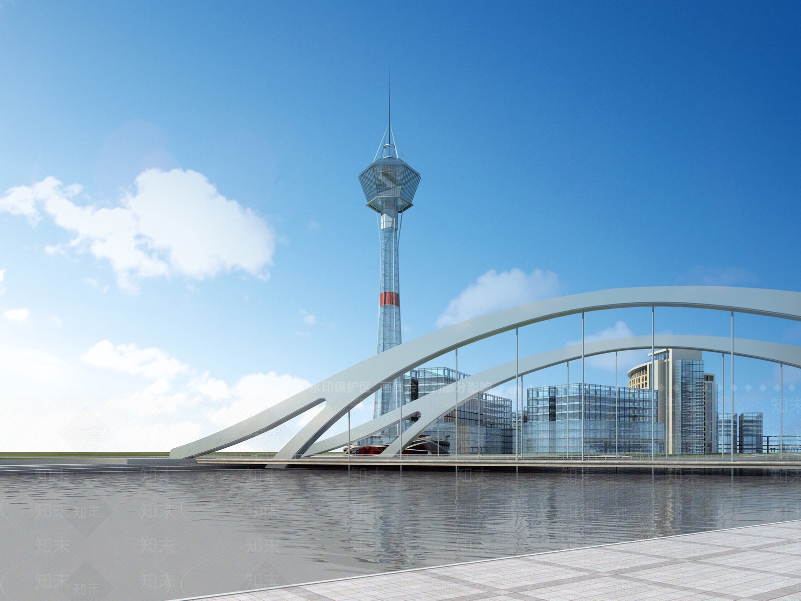 现代电视塔3D模型下载【ID:987194035】