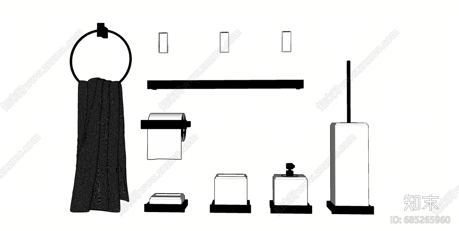 现代风格卫浴小件组合SU模型下载【ID:685265960】