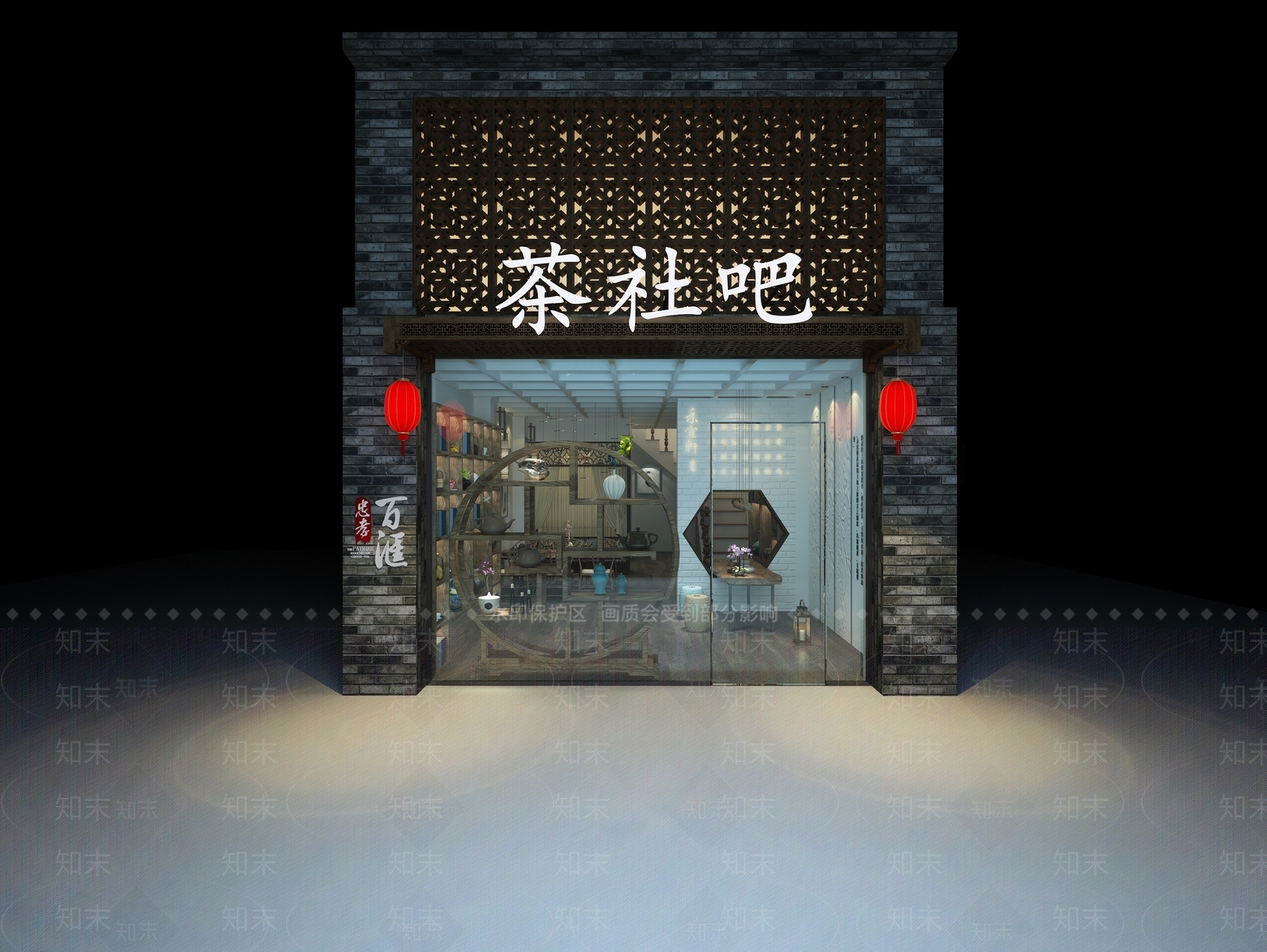 中式茶室门头3D模型下载【ID:785335860】