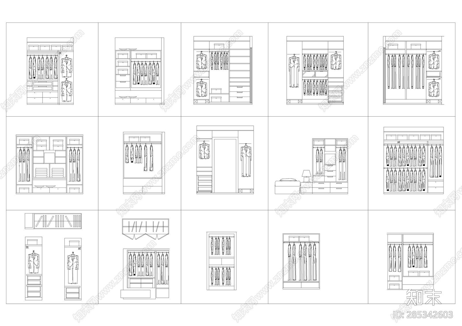 衣橱图块施工图下载【ID:285342603】
