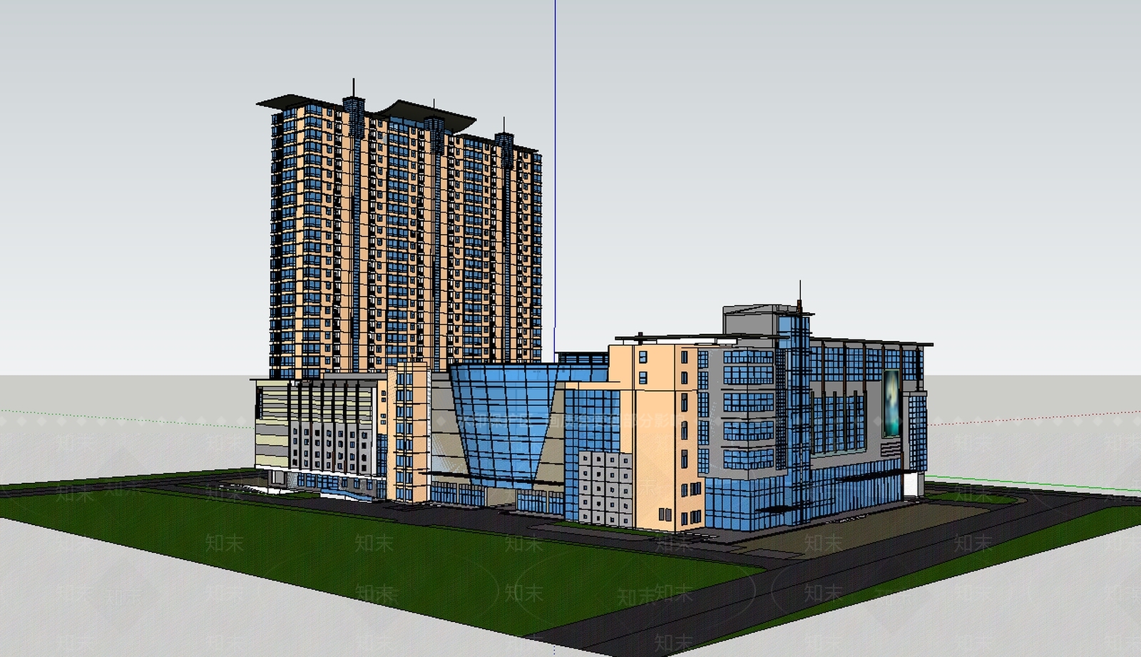 现代商业建筑SU模型下载【ID:485344059】
