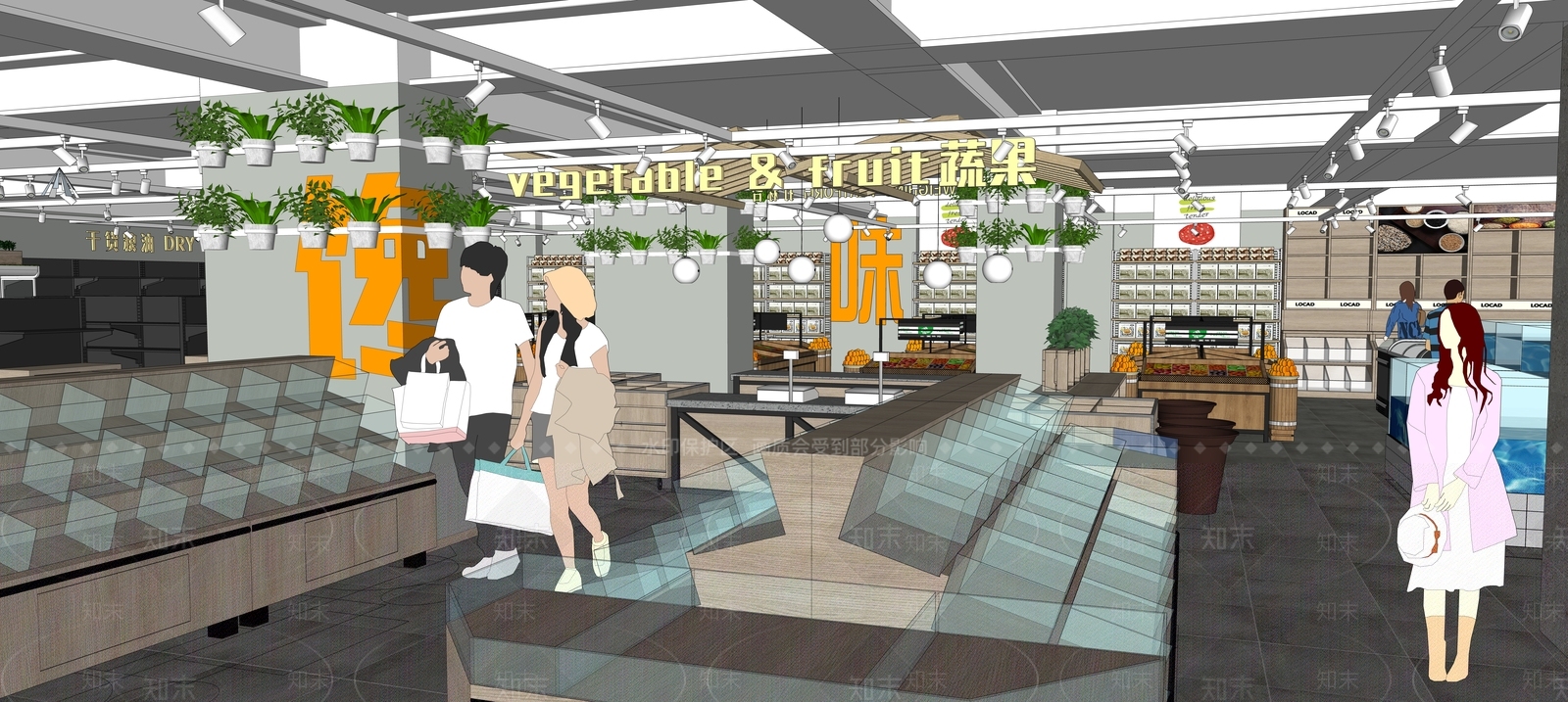 现代超市SU模型下载【ID:885348385】