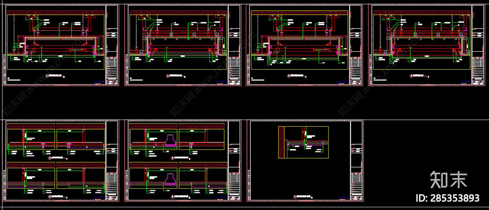 各类吊顶剖面节点大样图施工图下载【ID:285353893】