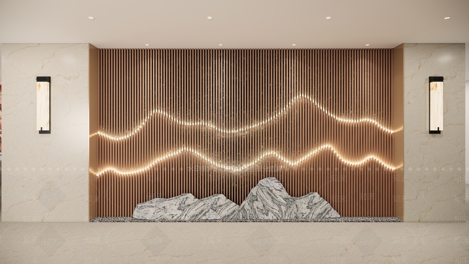 新中式墙饰隔断SU模型下载【ID:985354860】