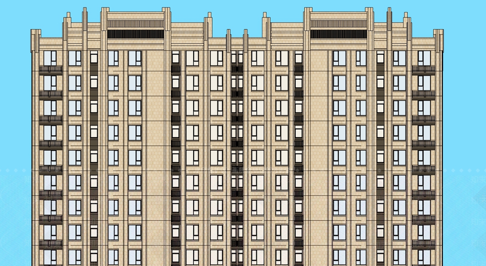 现代高层住宅外观SU模型下载【ID:285512726】