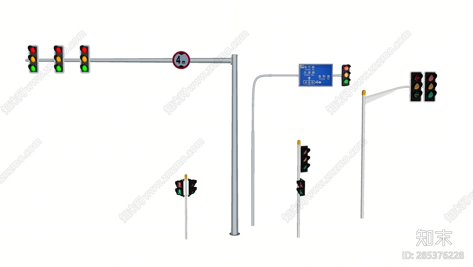 现代交通信号灯SU模型下载【ID:285376228】