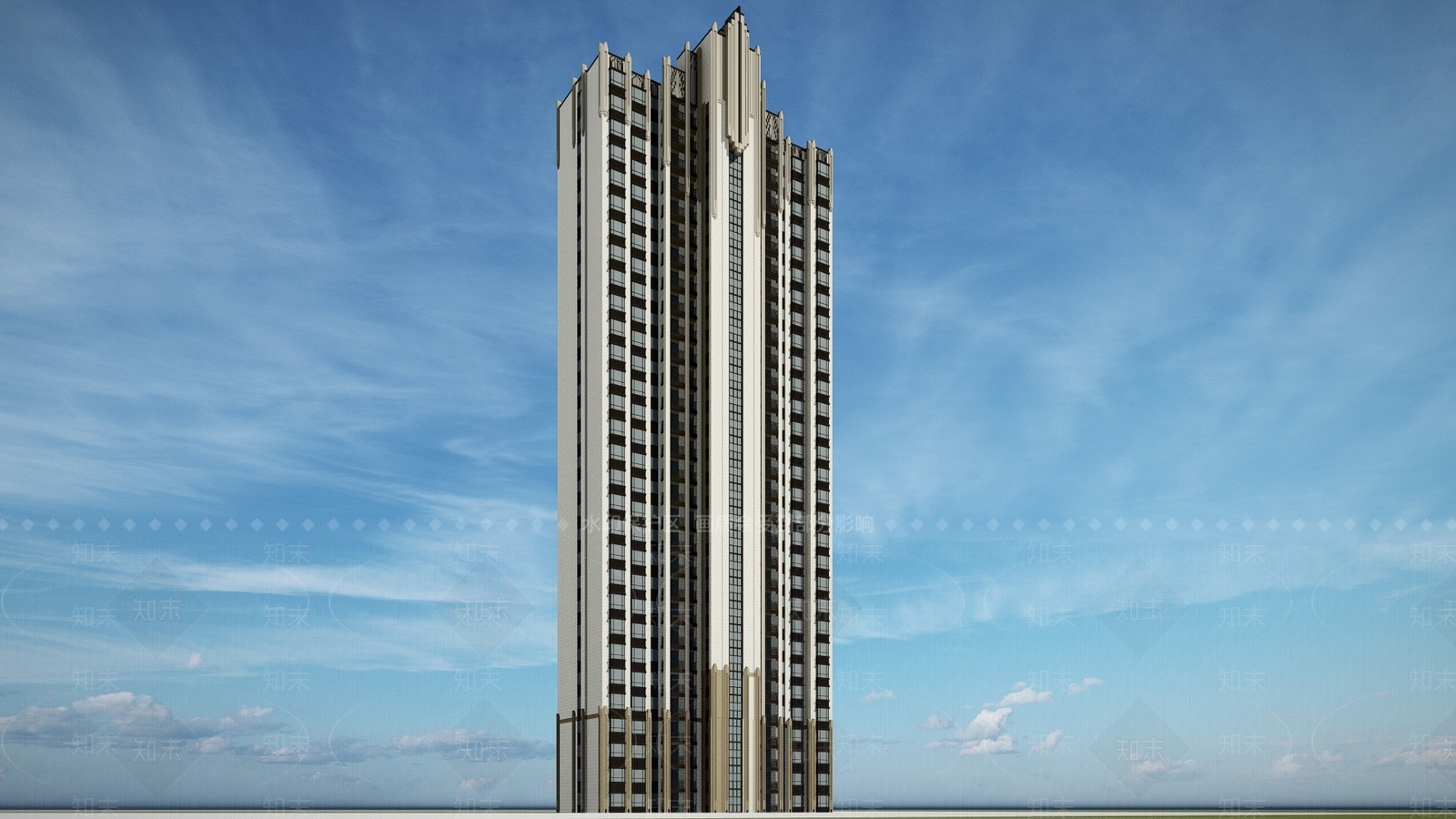简欧高层住宅外观SU模型下载【ID:285380766】