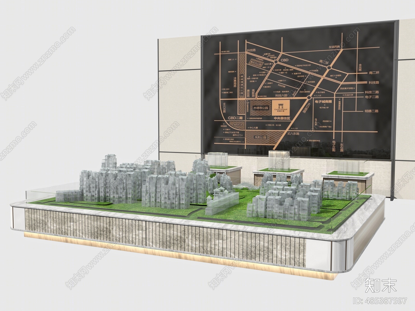 现代沙盘3D模型下载【ID:485387597】