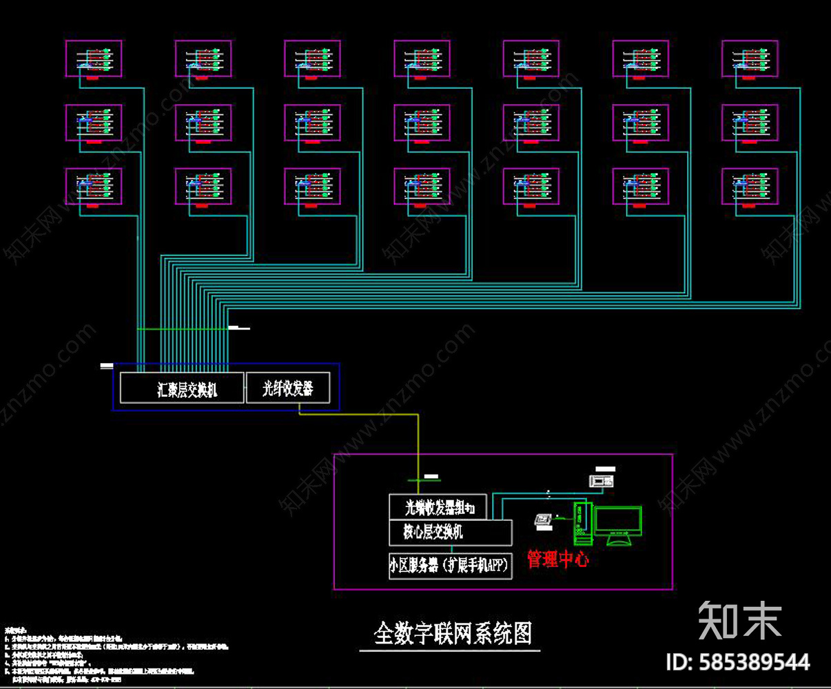 某小区数字对讲系统CAD图纸施工图下载【ID:585389544】